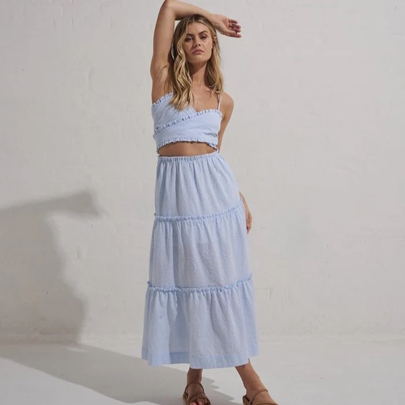 MØN RENN ~ Serene Midi Dress - Blue Stripe - Picture 4 of 9